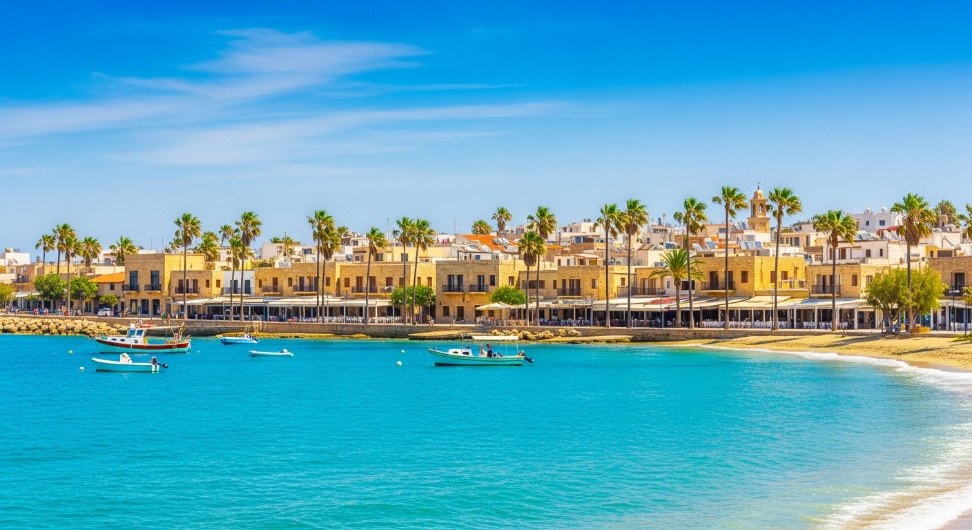 A sunny Cyprus coastal town